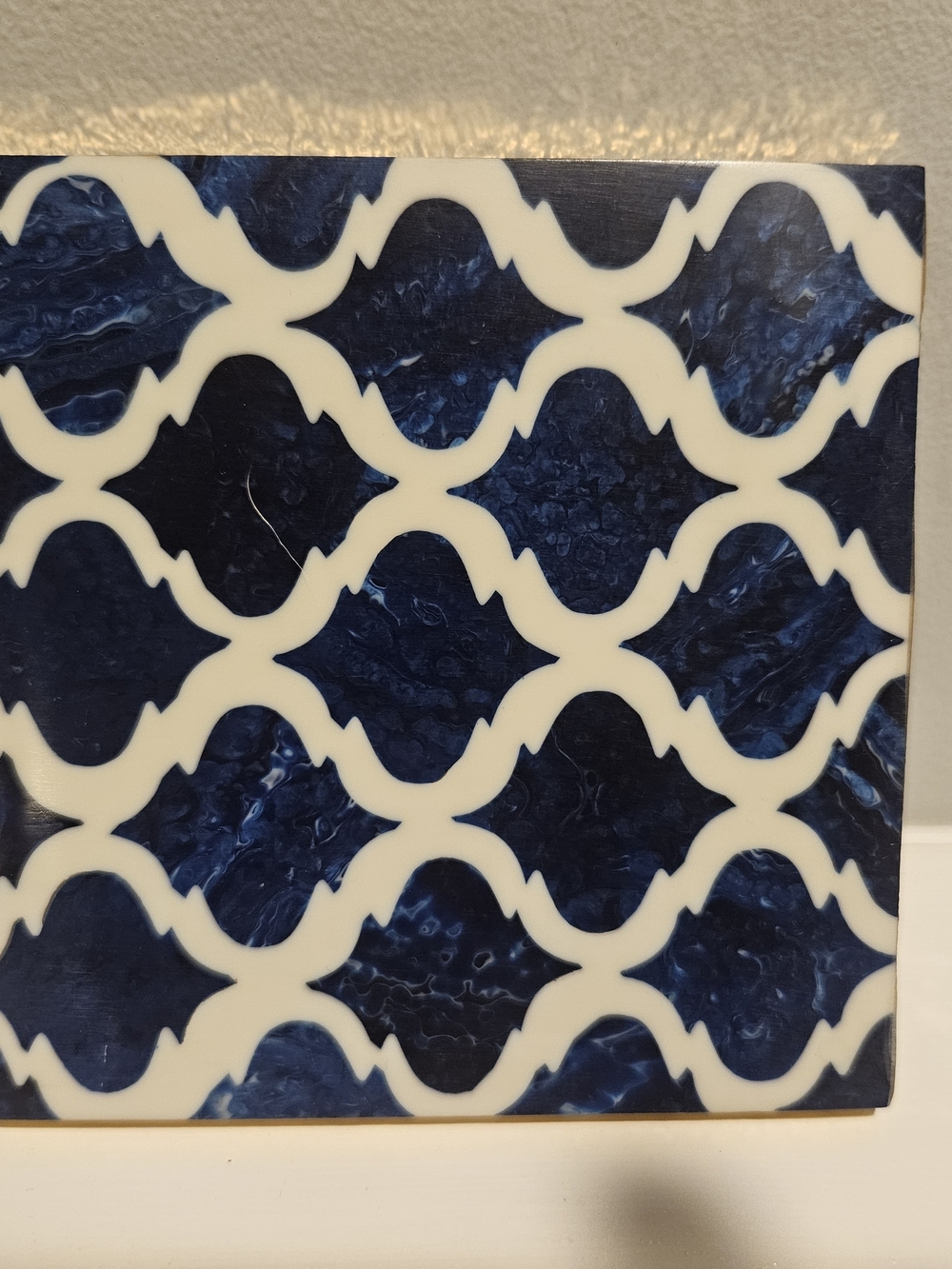Navy and White Moroccan Tile Coaster SET
